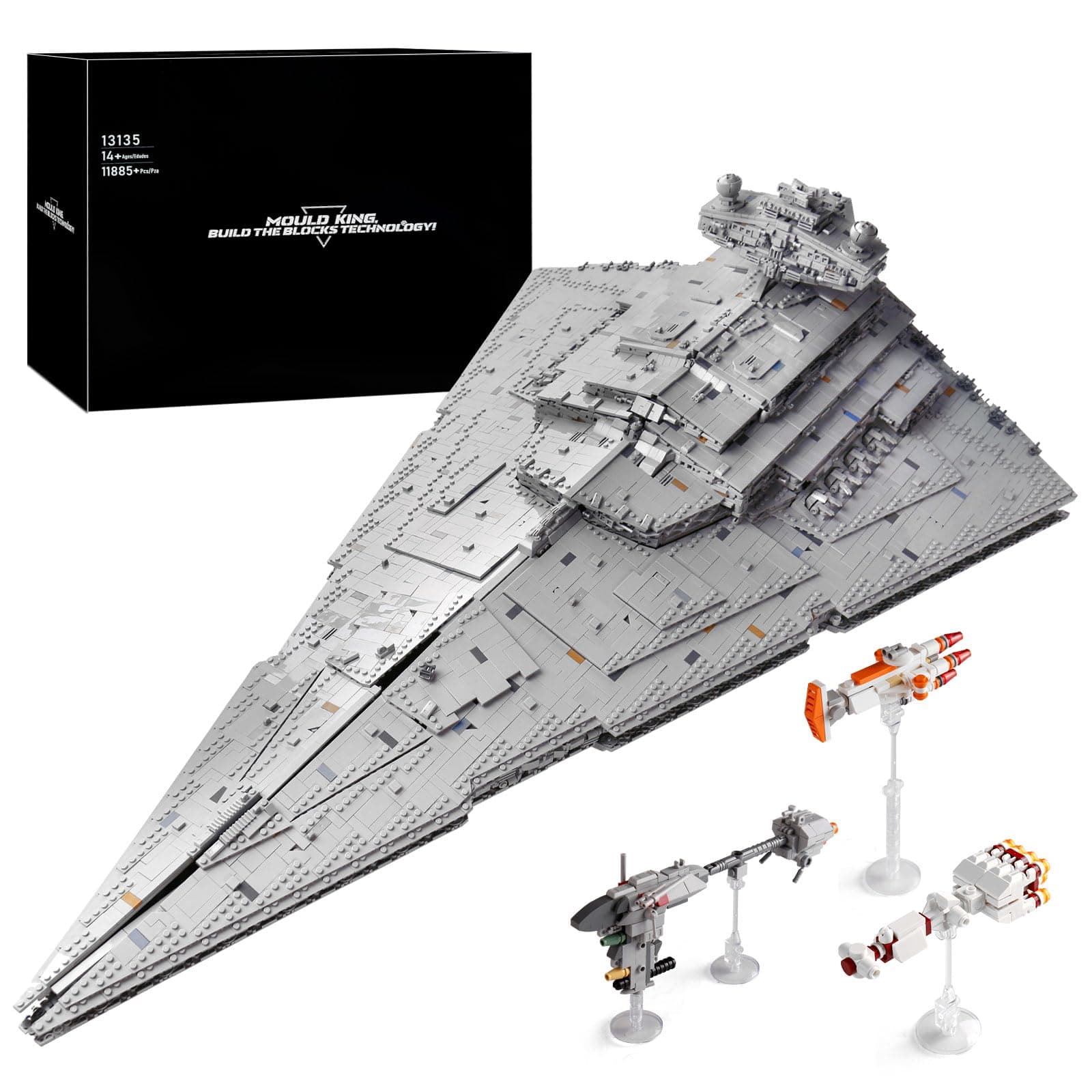 13135 Imperial Sternenzerstörer Spielzeug mit 3 Mini-Raumschiffen,11885 Klemmbausteine Technik Sternenzerstörer, Sammlerstück für Erwachsene,kompatibel mit UCS Imperial Star Destroyer Angebot bei HelloDeals