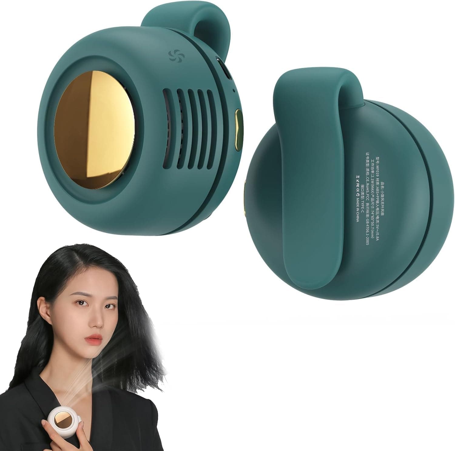 Small Clip Fan,Portable Silent Mini Bladeless Fan Clip On,Tragbarer Clip Ventilator,3 Geschwindigkeiten Mini handventilator,USB Wiederaufladbar Taillenclip-Ventilator,Für Outdoor Büro (Grün) Angebot bei HelloDeals