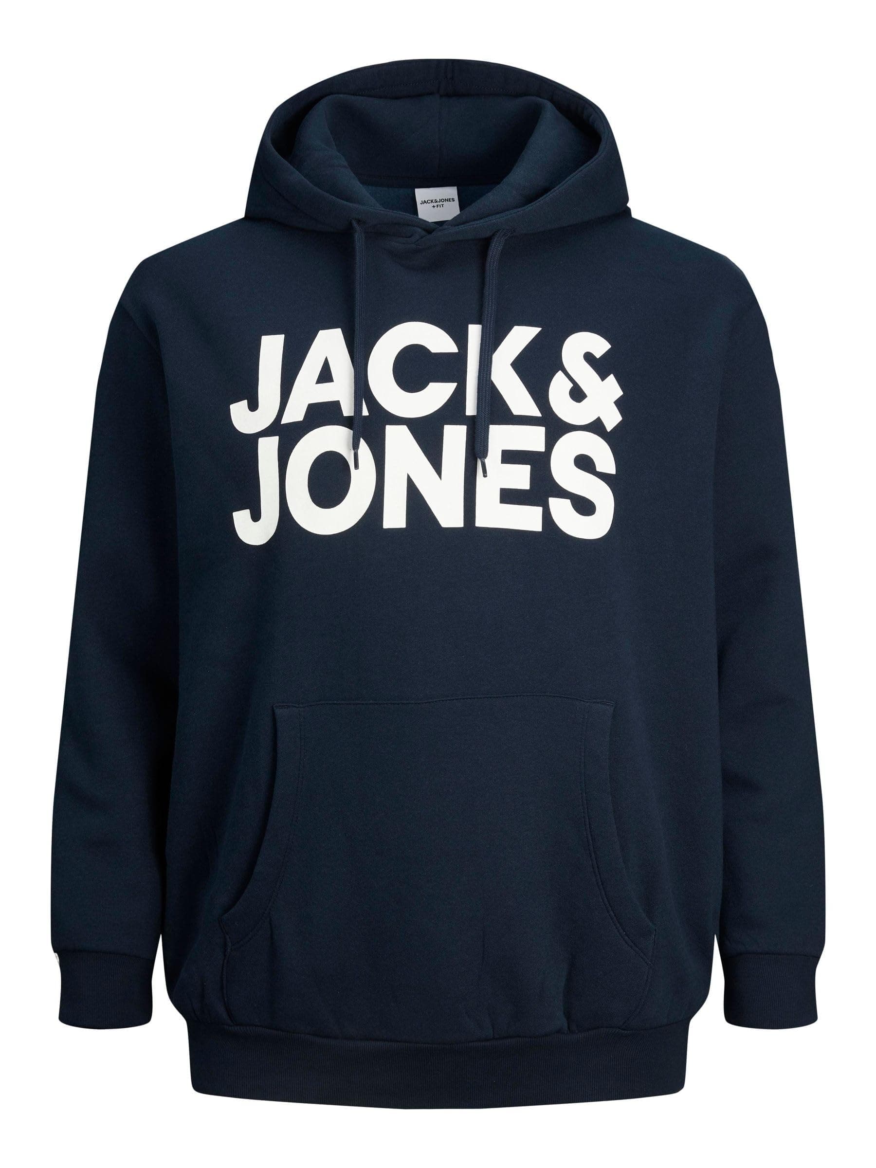 JACK & JONES Herren Hoodie Kapuzenpullover JJECORP Logo - Regular Fit Plussize, Größe:8XL, Farbe:Navy Blazer Large Print 12163777 Angebot bei HelloDeals