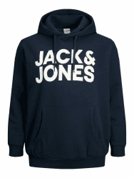 JACK & JONES Herren Hoodie Kapuzenpullover JJECORP Logo - Regular Fit Plussize, Größe:8XL, Farbe:Navy Blazer Large Print 12163777 Angebot bei HelloDeals