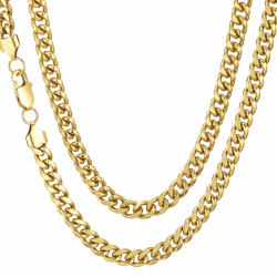 Halskette Herren Klassische Panzerkette Silber Gold Schwarz Kubanische Kette 3/4/5/6/7/8mm Edelstahl Hip-Hop Halskette Länge 45-65cm Schmuck Geschenke für Männer Damen Gold-7mm 65.0 Zentimeter Angebot bei HelloDeals