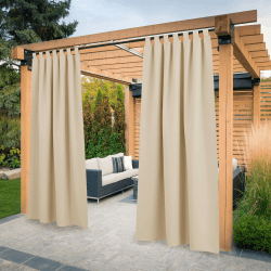 PONY DANCE Outdoor Gardinen Wetterfest 2er Set H 213 x B 132 cm Outdoor Vorhang mit Klett-Schlaufen wasserdichte Outdoorvorhänge Sonnenschutz für Terrasse, Biscotti Beige H213 x B132 cm (2er Pack) Biscotti Beige 2 Angebot bei HelloDeals