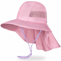 MHJY Sonnenhut Kinder Sonnenmütze Mädchen Hut Sommer UV Schutz 50 Mützen Einhorn Anglerhut Breite Krempe Kappe mit Nackenklappe Kleinkind 2-9 Jahre Pure Pink Angebot bei HelloDeals