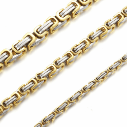 RWQIAN Herren Königskette Kette Männer Wikinger Halskette Byzantinische Plattenkette Edelstahl Silber/Schwarz/Gold 45-65CM Gold-6mm 45.0 Zentimeter Angebot bei HelloDeals