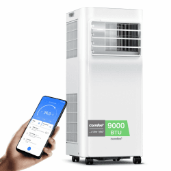 Comfee Mobiles Klimagerät Breezy Cool Pro 2.6,9000 BTU 2,6kW, Kühlen&Ventilieren&Entfeuchten,APP-Steuerung,Raumgröße bis 88m³(33㎡),Mobile Klimaanlage mit Abluftschlauch [Energieklasse A] 09K-33m²-A(WF)-NEW Angebot bei HelloDeals