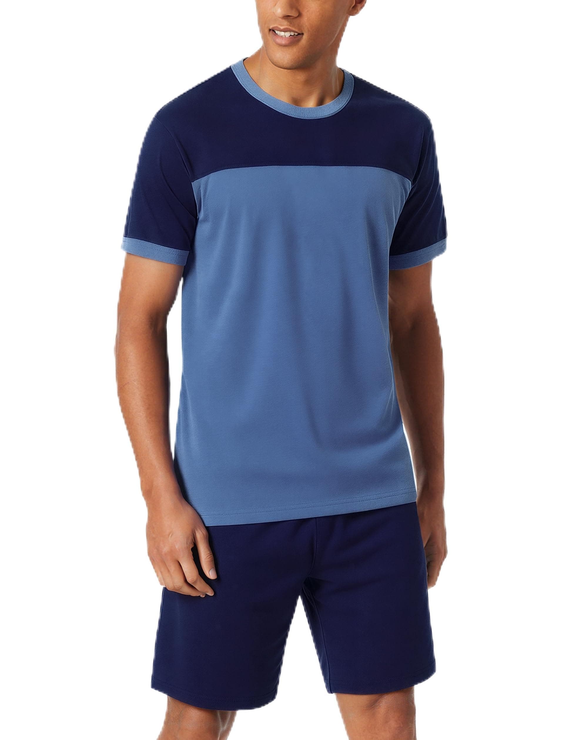 Aseniza Schlafanzug Herren Kurz Pyjama Set Shorty Sommer Schlafanzüge für Männer Baumwolle Hausanzug und Pyjamashose XL Kobaltblau Angebot bei HelloDeals
