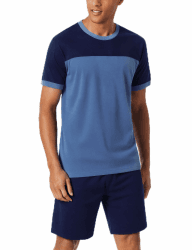 Aseniza Schlafanzug Herren Kurz Pyjama Set Shorty Sommer Schlafanzüge für Männer Baumwolle Hausanzug und Pyjamashose XL Kobaltblau Angebot bei HelloDeals