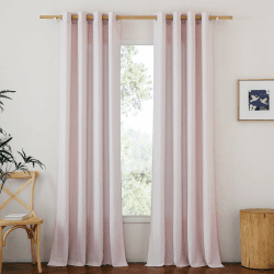 PONY DANCE Vorhang Leinen Ösen Gardinen Kinderzimmer 2er Set H 245 x B 140 cm Altrosa, Leinenoptik Gardinen Halbtransparent Leinenvorhänge für Wohnzimmer Semi-Sheer Curtains H245 x B140 cm (2er Pack) Altrosa 2 Angebot bei HelloDeals