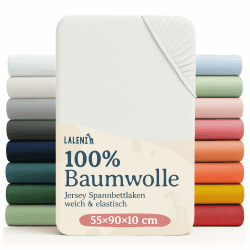 Laleni Jersey Spannbettlaken, 55x90cm, für Baby Beistellbett & Stubenwagen, 100% Baumwolle, Oeko-TEX Zertifiziert, 2er Set, Elfenbein Beistellbett 55x90cm Elfenbein 2 Angebot bei HelloDeals