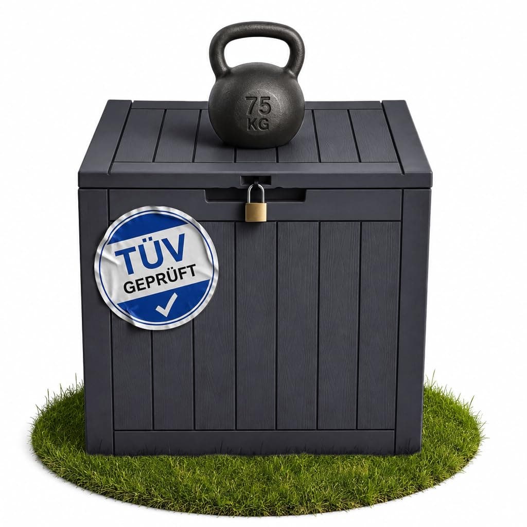 Ondis24 City Cube, Kunststoff Box, Abschließbare Poolbox, Gartenbox Wasserdicht, Sitzbox, Paketbox, Balkonbox 110L, Anthrazit, 55x43x53cm, 75kg Gewichts- & Sitzbelastbarkeit - für Pool- & Garten 110 Liter (Weight Capacity: 75 kg) Anthrazit Angebot bei HelloDeals