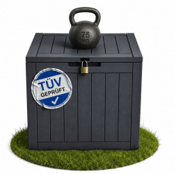 Ondis24 City Cube, Kunststoff Box, Abschließbare Poolbox, Gartenbox Wasserdicht, Sitzbox, Paketbox, Balkonbox 110L, Anthrazit, 55x43x53cm, 75kg Gewichts- & Sitzbelastbarkeit - für Pool- & Garten 110 Liter (Weight Capacity: 75 kg) Anthrazit Angebot bei HelloDeals