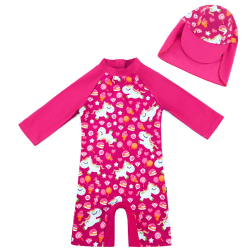 upandfast Baby Badeanzug mit Sonnenhut UPF 50+ Badebekleidung für Baby 2-3 Jahre Rosarot Angebot bei HelloDeals