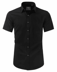 Alimens & Gentle Hemd Herren Kurzarm Bügelfrei Sommer Business Freizeithemden Regular Fit Strand Outdoor Männer Herrenhemd mit Tasche Schwarz L Angebot bei HelloDeals