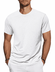 TARAINYA T-Shirt Herren Baumwolle Kurzarm Rundhals Einfarbig Shirts Männer Sommer M-4XL B Weiß L Angebot bei HelloDeals