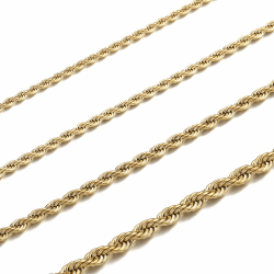 RWQIAN Kordelkette Herren Kette Silber/Gold/Schwarz Edelstahl Verdrehte Kette Breite 2/2.5/3/4MM Damen Halskette Länge 45-70CM Gold-2.5mm 50.0 Zentimeter Angebot bei HelloDeals