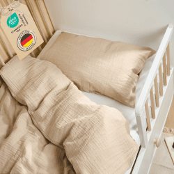 Laleni Kinderbettwäsche 100x135 cm aus Baumwolle - Musselin Bettwäsche Kinder 100 x 135 cm + Kissenbezug 40x60 cm - Oeko-TEX zertifizierte Bettwäsche Taupe - Kinderbettwäsche Set 100x135 cm Taupe 135x100cm 40x60cm Angebot bei HelloDeals