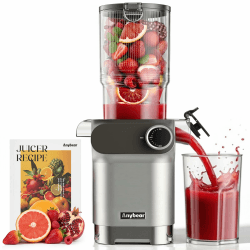 Anybear Entsafter, 200W Slow Juicer Kaltentsafter mit 110 mm großem Einfüllschacht für ganze Früchte/Gemüse | Upgraded Schnecke | Tritan-Material | BPA-frei | Inkl. Saftrezepte (Silber & Orange) Angebot bei HelloDeals