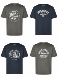 JACK & JONES Tshirt Herren Regular Fit JJLINO 4er Pack Set Pack Rundhals Kurzarm Sommer Tee Shirt Print Schwarz Weiß Grün Rot Blau Grau S M L XL XXL 3XL L Pack 6 Angebot bei HelloDeals