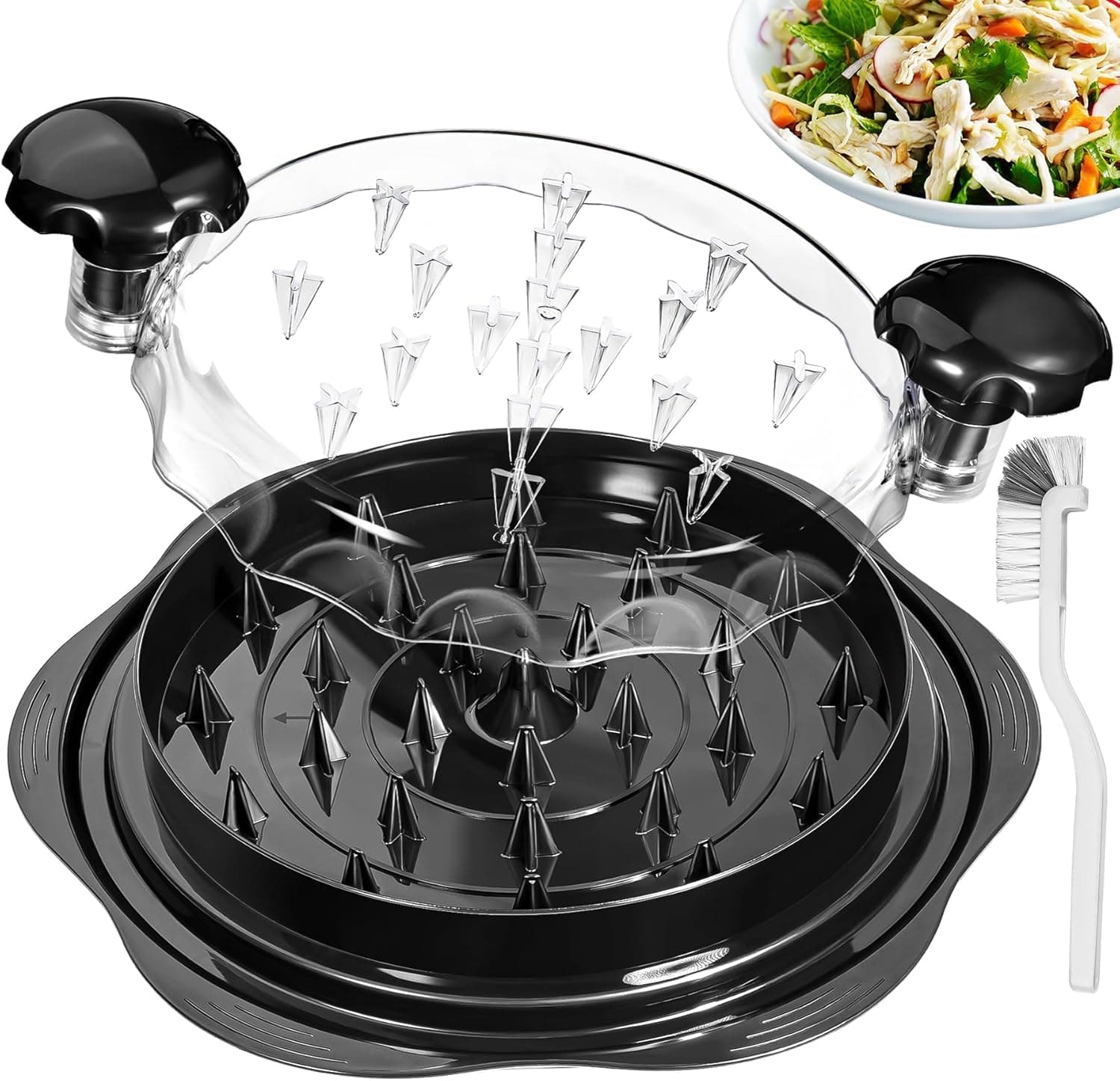 Hähnchen Zerkleinerer 25.5cm Großer Sichtbar Hühnerbrust Zerkleinerer Schredder Werkzeug Twist Mit Bürste, Professionelles Fleischzerkleinerer | BPA-frei, Rutschfest & Spülmaschinengeeignet Schwarz Angebot bei HelloDeals