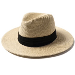 FURTALK Unisex Panamahut Breite Krempe Sonnenhut für Herren und Damen Strandhut UV-Schutz Sommerhut Verstellbare Strohhut L-XL Beige+Schwarz Band Angebot bei HelloDeals
