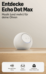 Zertifiziert und generalüberholt Amazon Echo Dot Max (neueste Generation), Alexa-Lautsprecher mit raumfüllendem Klang und integriertem Smart-Home-Hub, Weiß Glacier Angebot bei HelloDeals