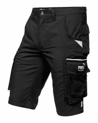PUMA Workwear Precision X Arbeitsshorts - Kurze Arbeitshose Herren - Robustes, Flexibles Material - Viele Taschen und Reflektoren - Bequeme Passform - Ideal für Handwerk Heimwerk und Baugewerbe Schwarz/Schwarz 52 Angebot bei HelloDeals