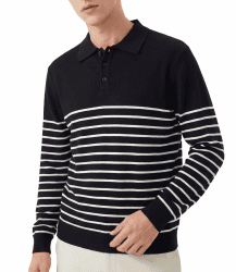 GLESTORE Poloshirt Herren Langarm Casual Longsleeve Polo Giraffe Stickerei Langarmshirt L T2-schwarz Angebot bei HelloDeals