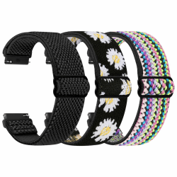 TumpCez Elastische Uhrenarmbänder,16mm 18mm 19mm 20mm 22mm 24mm Schnellverschluss Nylon Armband Verstellbare Aatmungsaktive Sportbänder Ersatzarmband für Herren Damen Schwarz+Chrysantheme+Bunt 22mm Angebot bei HelloDeals