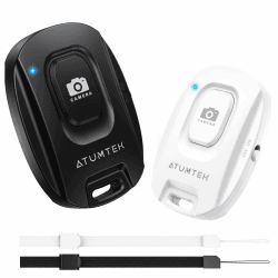 ATUMTEK Kameraselbstauslöser für iPhone und Android-Smartphones (2er-Pack), Drahtlose Fernbedienung für Fotos und Videos (Bluetooth 5.2), mit Handgelenkschlaufe, Schwarz und Weiß Schwarz & Weiß Angebot bei HelloDeals