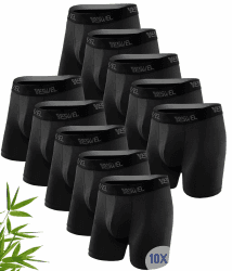 YESWEL Bambus Boxershorts Herren 6er oder 10er Pack, Langes Bein Unterhosen Männer Ohne Kratzenden Zettel Unterwäsche Atmungsaktive Retroshorts Boxer mit Eingriff (Gr.S-4XL) XL 10x Schwarz Angebot bei HelloDeals