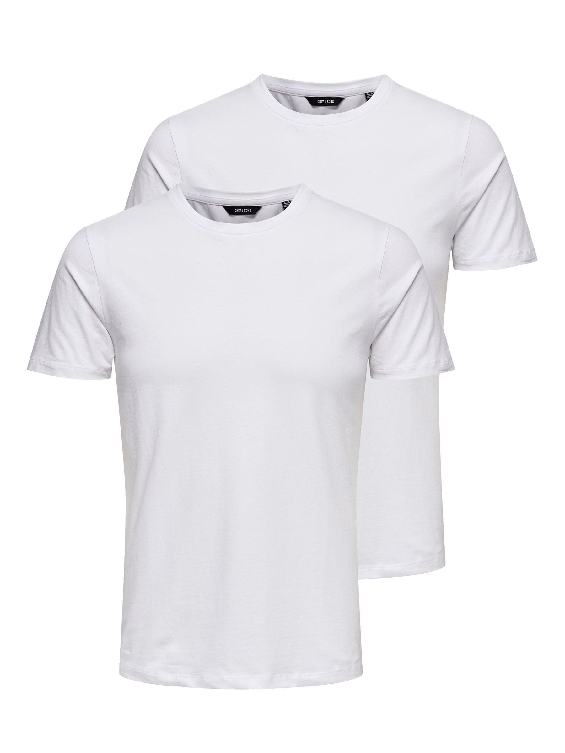Only & Sons Male T-Shirt ONSBASIC 2-Pack T-Shirt S Weiß (White/2white) Angebot bei HelloDeals
