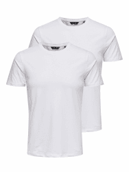 Only & Sons Male T-Shirt ONSBASIC 2-Pack T-Shirt S Weiß (White/2white) Angebot bei HelloDeals