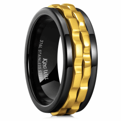 King Will Herren-Spinnerring mit schwarzem Zahnraddesign, Edelstahl, 2 Zahnräder, Fidgetring zur Stressbewältigung, coole Ehegröße schwarz gold 62.2 (19.8) Angebot bei HelloDeals