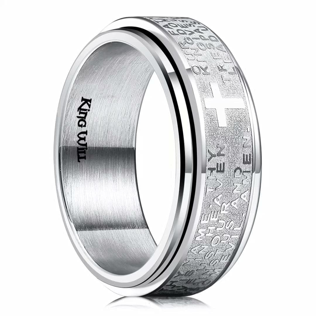 King Will 8mm Gebets-Ring mit Drehfunktion - Edelstahl-Trauring in Comfort Fit für Männer und Frauen Spinner - B Silber 56.9 (18.1) Angebot bei HelloDeals