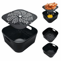 21CM Airfryer Silikonform Zubehör für Philips 6,2L/7,2L, Ninja PRO 4,7L AF140EU/MAX PRO 6,2 L AF180EU, COSORI 5,5L/4,7L, Wiederverwendbare Silikonform Heißluftfritteuse mit Trennwänden, BPA-Frei Angebot bei HelloDeals