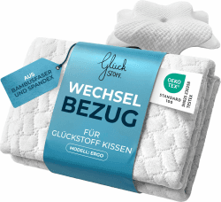 Glückstoff® Kissenbezug für Ergonomisches Kissen [mit Kühl- und Wärmeeffekt] aus Bambusfaser und Spandex | Weich & Kuschelig | Ersatzbezug | Weiß | Version: Ergo Weiß Ersatzbezug Angebot bei HelloDeals