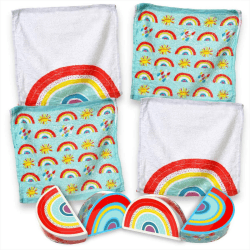 Set Magischer-Waschlappen Zaubertuch Zauberhandtuch, Mitgebsel Kindergeschenk Tombola (4er Set Regenbogen 2) Angebot bei HelloDeals