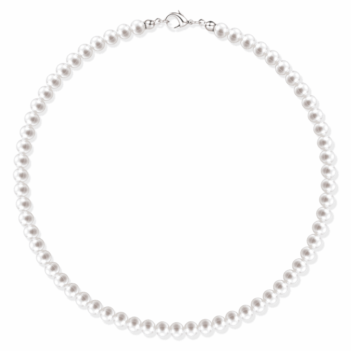 RWQIAN Perlenkette Herren Damen 6mm/8mm Perlen Kette Weiße Faux Perlenkette Choker Halskette Perlen Schmuck 40/45/50/55/60cm 6mm--60cm Angebot bei HelloDeals