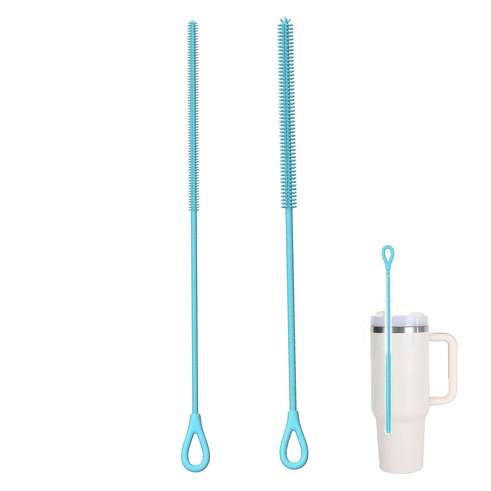 Silikon Strohhalm Bürste,2 Stück Strohhalm Reinigungsbürste 6mm+9mm Wiederverwendbare Strohhalmbürsten für Glas Metall Strohhalm,Smoothie Strohhalme und Trinkbecher(Blau) Angebot bei HelloDeals