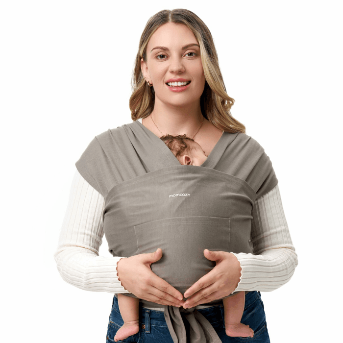 Momcozy Baby Tragetuch Neugeborene – Einfach anzulegender Ring Sling Tragetuch, Atmungsaktives Tragetuch für Hände frei – Verstellbare Babytrage von 3,6 kg bis 15 kg (Dunkles Kaffeebraun) Angebot bei HelloDeals