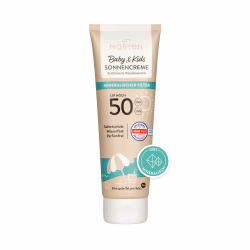 MABYEN 100% Mineralische Sonnencreme Baby & Kids LSF 50, 100ml – UVA/UVB-Filter, Kein Weißeln, Sofort-Schutz ohne Einwirkzeit – wasserfest, parfümfreie Naturkosmetik, vegan 100 ml (1er Pack) Angebot bei HelloDeals