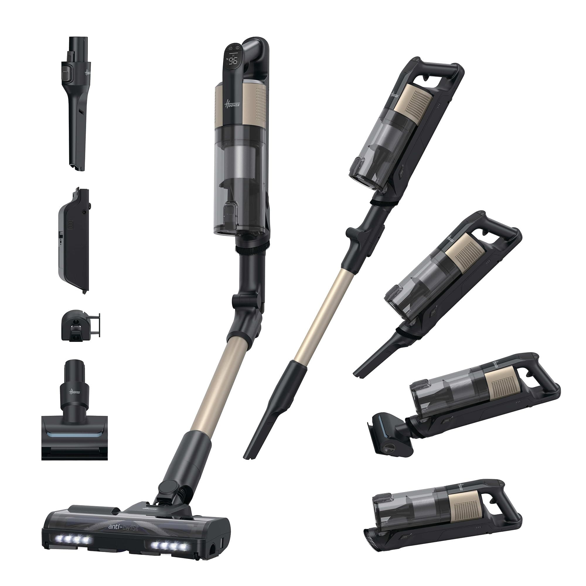 Hoover Akku-Staubsauger kabellos HF3 CORE Pet Flexi mit flexiblem Rohr, Handstaubsauger max. 60min Laufzeit, Anti-Twist gegen Haarverwicklung, Universalbodendüse, Parkfunktion, Turbodüse für Tierhaare Flexibel+Tierhaare Angebot bei HelloDeals