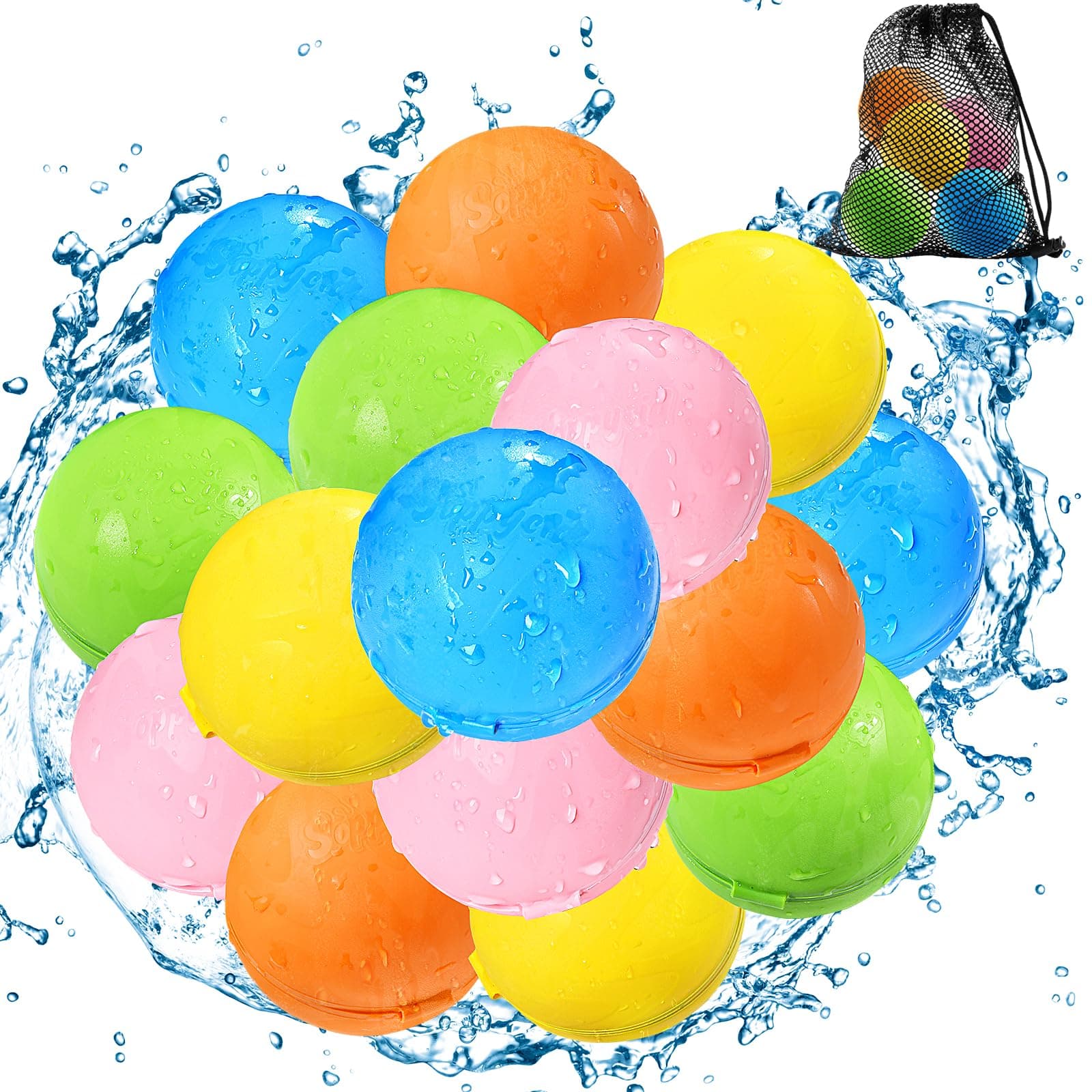 Wiederverwendbare Wasserbomben Schnell Befüllbare Wasserbälle, Sommer Outdoor Spielzeug für Kinder Erwachsene, Garten Pool Strand Party Spiele (15) 15 Stück 15 Stück Angebot bei HelloDeals