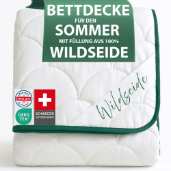 Welldora Sommerdecke 100x135 leicht | Füllung 100% kühlende Wildseide | Luftige Bettdecke für den Sommer | Oeko-Tex Zert. in der Schweiz | Fachärztl. geprüft für Allergiker | Kinderdecke Kühldecke Sommerdecke 100 x 135 cm Kindergröße Angebot bei HelloDeals
