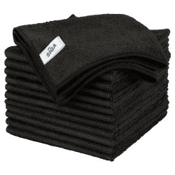 MR.SIGA Mikrofaser-Reinigungstuch, Allzweck-Mikrofasertücher, streifenfreie Reinigungstücher, 12er-Pack, schwarz, Größe 32 x 32 cm (12,6 x 12,6 Zoll) Angebot bei HelloDeals