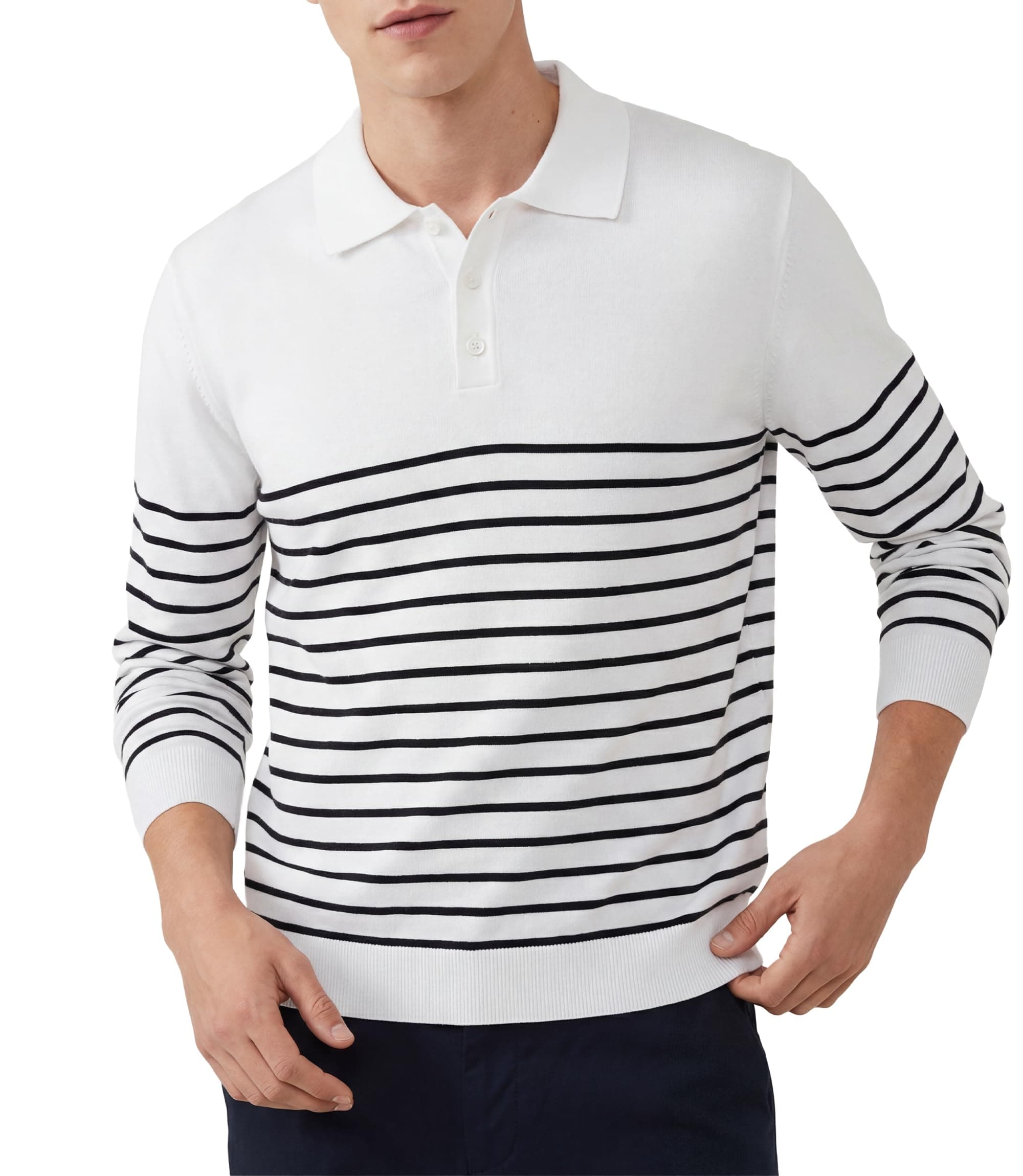 GLESTORE Poloshirt Herren Langarm Casual Longsleeve Polo Giraffe Stickerei Langarmshirt L Weiß Angebot bei HelloDeals