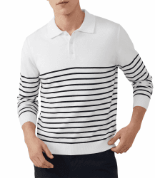 GLESTORE Poloshirt Herren Langarm Casual Longsleeve Polo Giraffe Stickerei Langarmshirt L Weiß Angebot bei HelloDeals