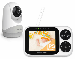 HelloBaby Babyphone mit Kamera, 3,2-Zoll-IPS-Bildschirm, Nachtsicht, Babyphone ohne WLAN, Schwenken, Neigen Zoomen Temperaturüberwachung, 2-Wege-Audio, Schlaflied, Alarm 3.2inch(PTZ) HB6233 Angebot bei HelloDeals