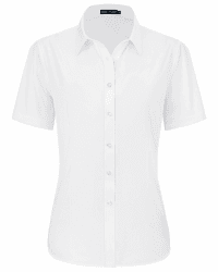 J.VER Bluse Damen Kurzarm Casual Businessbluse Regular Fit Knitterfrei Bügelleicht Sommershirts mit Knopleiste Freizeithemd Tops S Alle Weiß Angebot bei HelloDeals