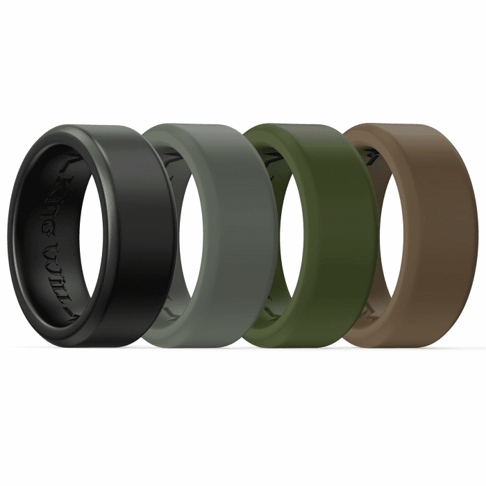 King Will Männer Silikon Eheringe, 8mm Komfort Fit mit einzigartigen inneren Rille Design, Gummi Verlobungsringe für das tägliche Tragen und Aktivitäten 9 Gemischtes Paket E Angebot bei HelloDeals
